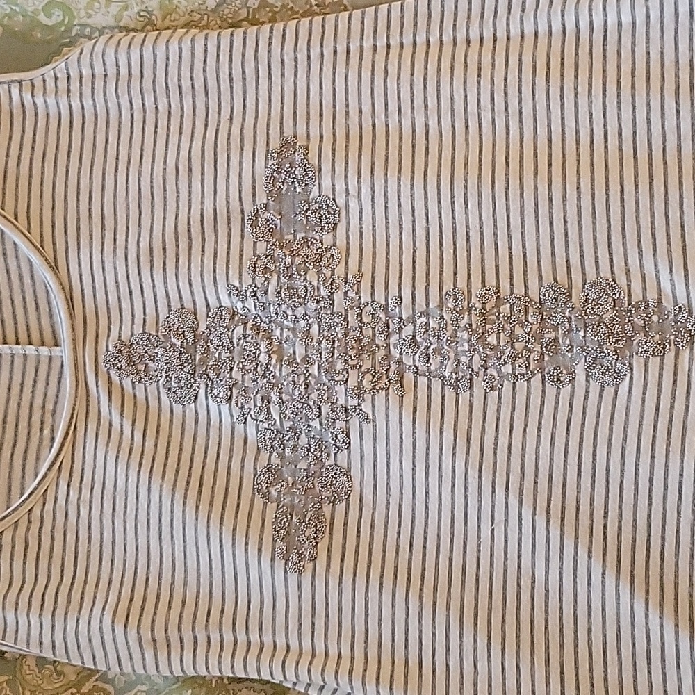 Striped Beaded Cross Tank Top - Picture 5 of 9